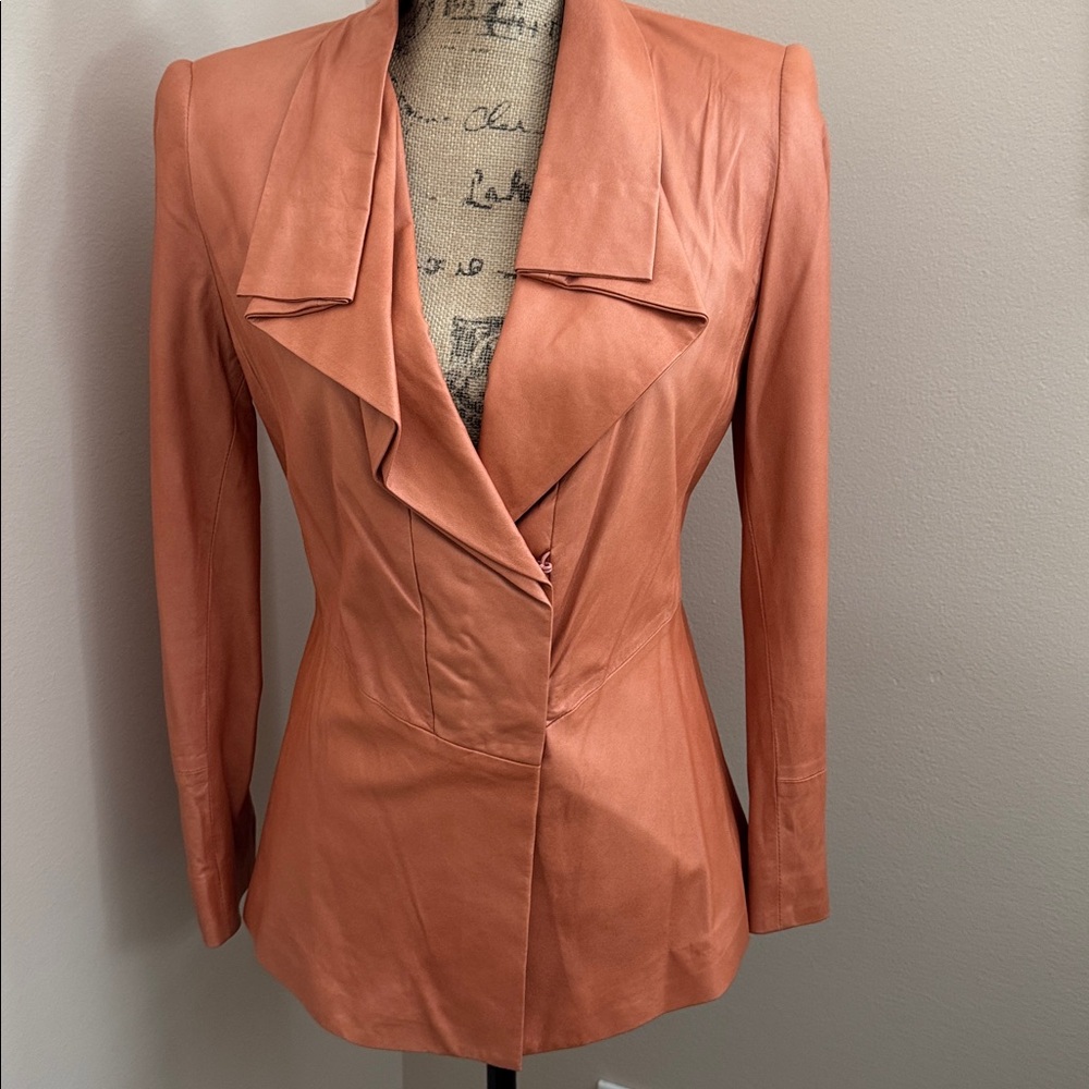 Elie Tahari Terracotta Belted Blazer - Picture 6 of 10